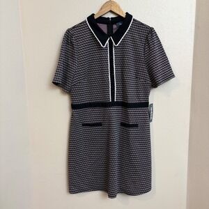 ModCloth Geometric Shift Dress XL Retro Peter Pan Collar Mod Mini NWT